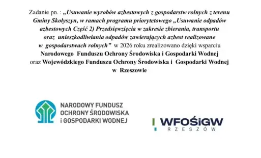 plakat o azbescie, tekst, logotypy 