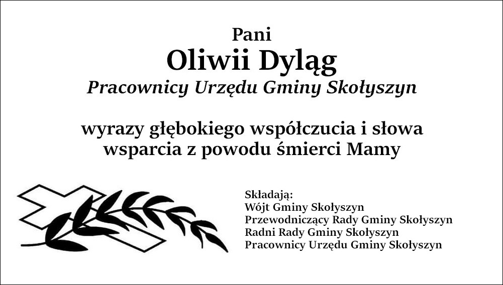 kondolencje Oliwia